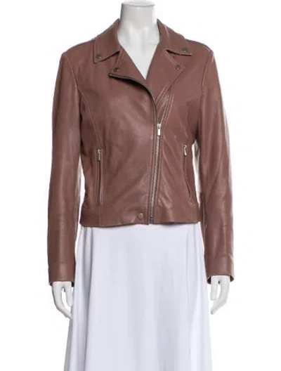 Pre-owned Badgley Mischka Leather Biker Jacket In Pink
