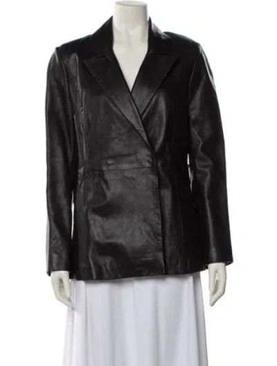 Pre-owned Badgley Mischka Leather Blazer In Black