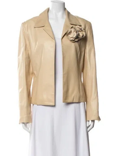 Pre-owned Badgley Mischka Leather Blazer In Neutrals
