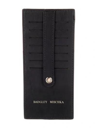 Pre-owned Badgley Mischka Leather Card Holder In Black