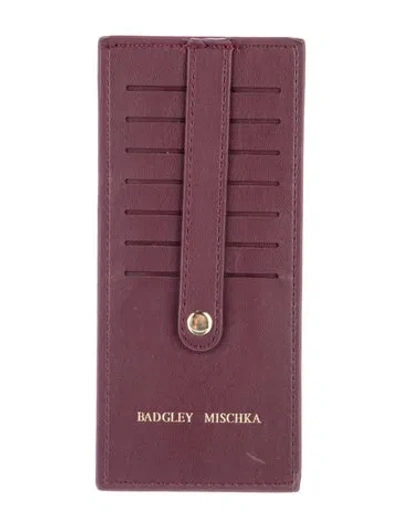 Pre-owned Badgley Mischka Leather Card Holder In Burgundy