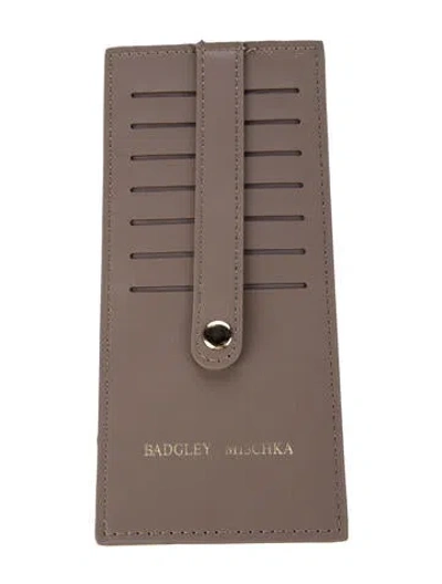 Pre-owned Badgley Mischka Leather Card Holder In Grey