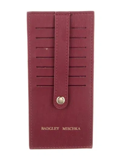 Pre-owned Badgley Mischka Leather Card Holder In Red