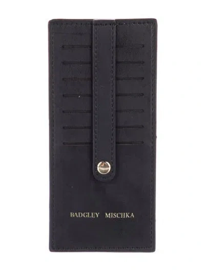 Pre-owned Badgley Mischka Leather Card Holder W/ Tags In Black