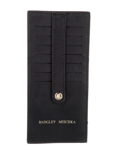Pre-owned Badgley Mischka Leather Card Holder W/ Tags In Black