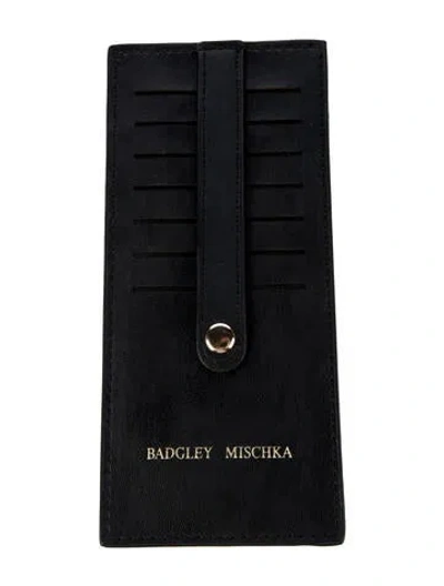 Pre-owned Badgley Mischka Leather Card Holder W/ Tags In Black