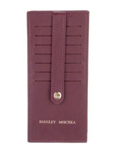 Pre-owned Badgley Mischka Leather Card Holder W/ Tags In Burgundy