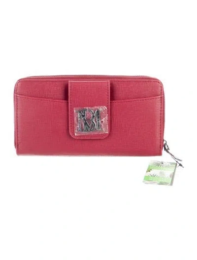 Pre-owned Badgley Mischka Leather Card Holder W/ Tags In Red