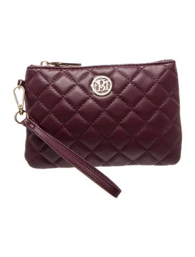 Pre-owned Badgley Mischka Leather Clutch W/ Tags In Burgundy