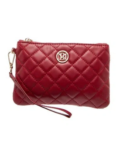 Pre-owned Badgley Mischka Leather Clutch W/ Tags In Burgundy