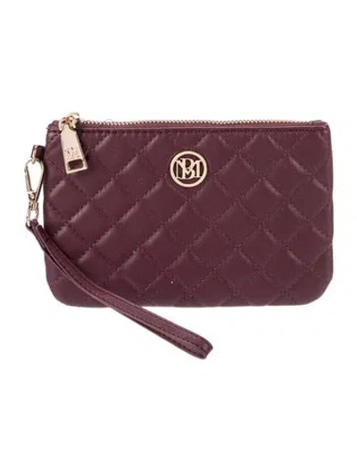 Pre-owned Badgley Mischka Leather Clutch W/ Tags In Burgundy