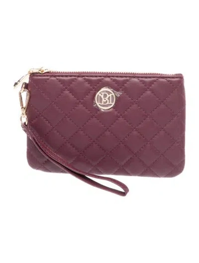 Pre-owned Badgley Mischka Leather Clutch W/ Tags In Burgundy