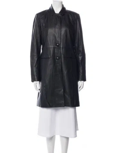 Pre-owned Badgley Mischka Leather Coat In Black