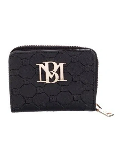 Pre-owned Badgley Mischka Leather Compact Wallet W/ Tags In Black