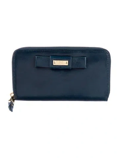 Pre-owned Badgley Mischka Leather Continental Wallet In Blue