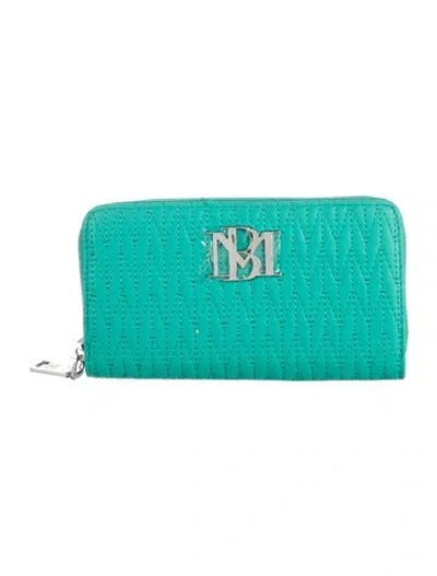 Pre-owned Badgley Mischka Leather Continental Wallet In Blue