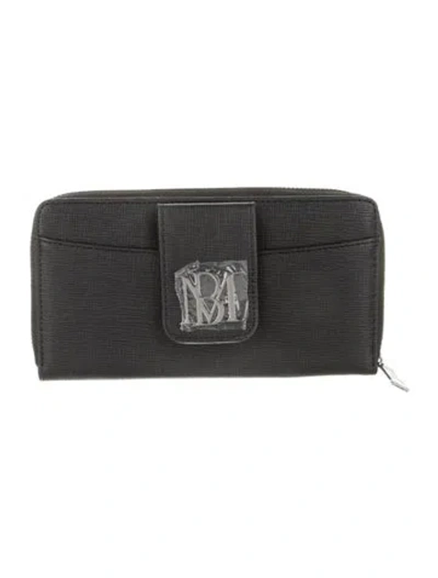 Pre-owned Badgley Mischka Leather Continental Wallet W/ Tags In Black