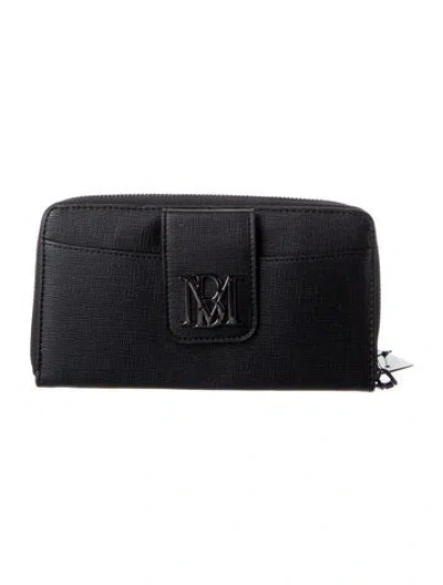 Pre-owned Badgley Mischka Leather Continental Wallet W/ Tags In Black