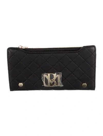 Pre-owned Badgley Mischka Leather Continental Wallet W/ Tags In Black