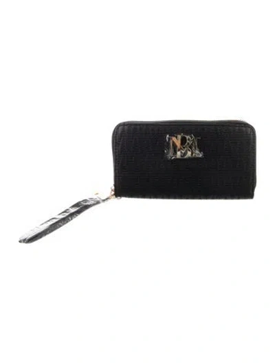 Pre-owned Badgley Mischka Leather Continental Wallet W/ Tags In Black