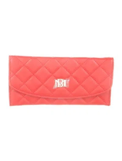 Pre-owned Badgley Mischka Leather Continental Wallet W/ Tags In Red