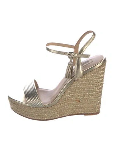 Pre-owned Badgley Mischka Leather Espadrilles In Neutrals/silver
