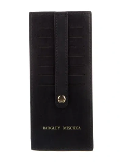 Pre-owned Badgley Mischka Leather Graphic Print Card Holder In Black