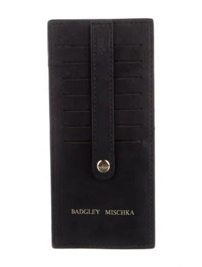 Pre-owned Badgley Mischka Leather Graphic Print Card Holder In Black