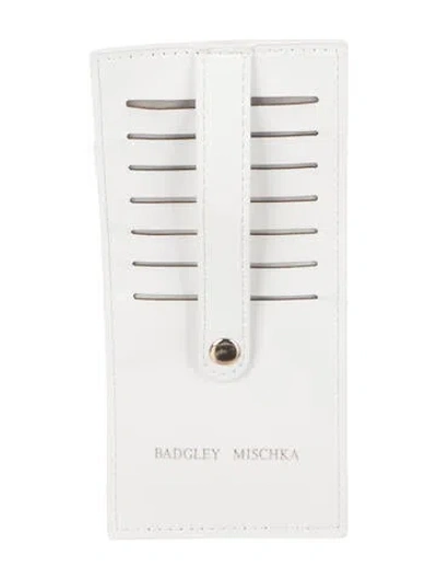 Pre-owned Badgley Mischka Leather Graphic Print Card Holder In Black