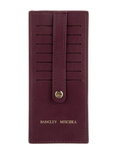 Pre-owned Badgley Mischka Leather Graphic Print Card Holder In Burgundy