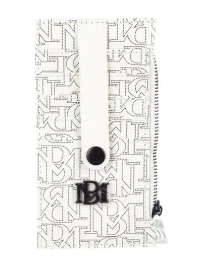 Pre-owned Badgley Mischka Leather Graphic Print Card Holder In Neutrals