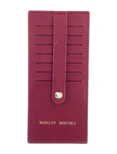 Pre-owned Badgley Mischka Leather Graphic Print Card Holder In Red