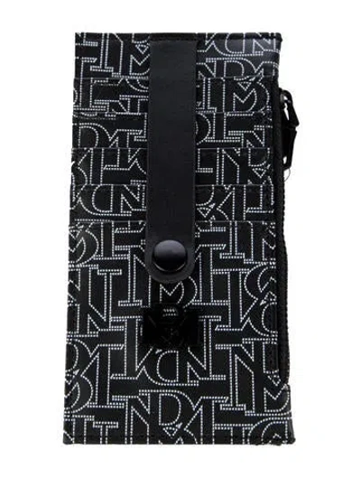 Pre-owned Badgley Mischka Leather Graphic Print Card Holder W/ Tags In Black