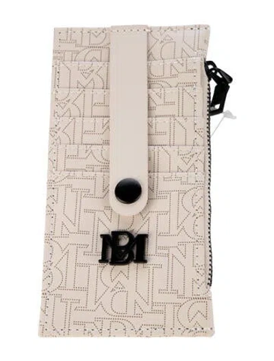 Pre-owned Badgley Mischka Leather Graphic Print Card Holder W/ Tags In Neutrals