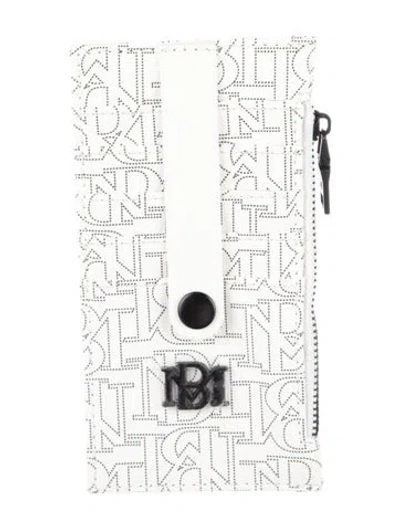 Pre-owned Badgley Mischka Leather Graphic Print Card Holder W/ Tags In White