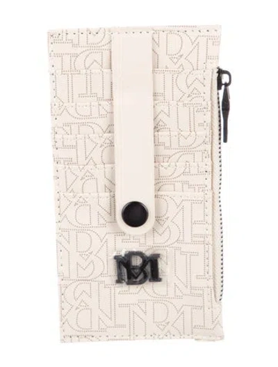 Pre-owned Badgley Mischka Leather Graphic Print Card Holder W/ Tags In White