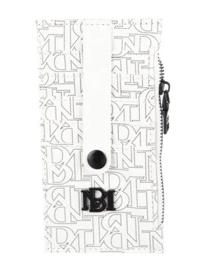 Pre-owned Badgley Mischka Leather Graphic Print Card Holder In White
