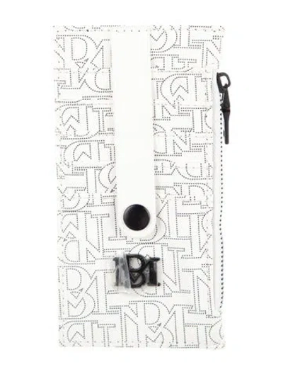 Pre-owned Badgley Mischka Leather Graphic Print Wallet W/ Tags In White
