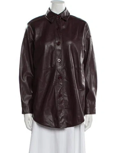 Pre-owned Badgley Mischka Leather Jacket In Burgundy