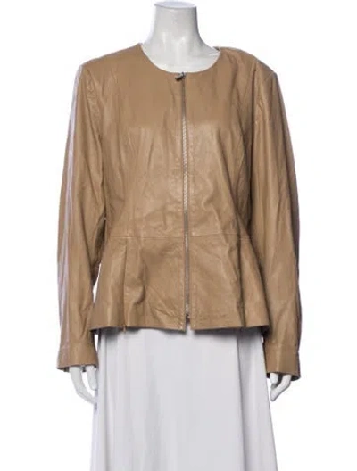 Pre-owned Badgley Mischka Leather Jacket In Neutrals