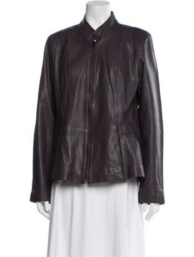 Pre-owned Badgley Mischka Leather Jacket In Purple