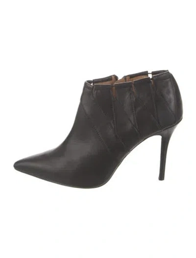 Pre-owned Badgley Mischka Leather Leather Trim Embellishment Boots In Black