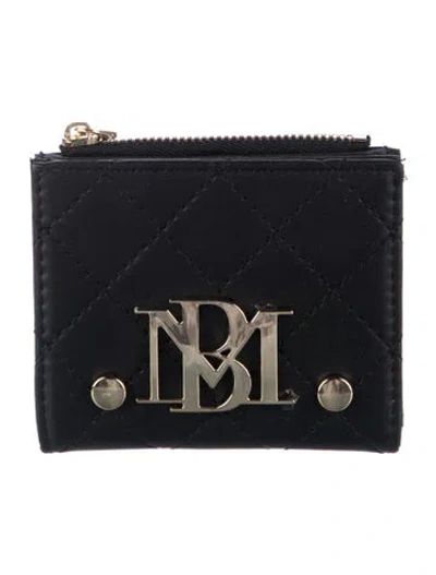 Pre-owned Badgley Mischka Leather Patterned Bifold Wallet In Black