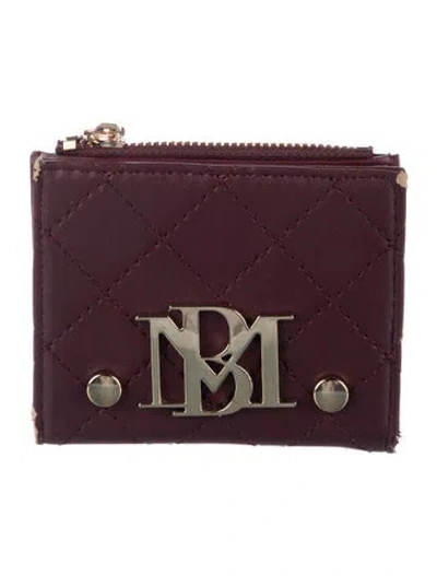 Pre-owned Badgley Mischka Leather Patterned Card Holder In Burgundy