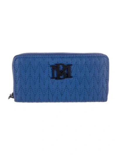 Pre-owned Badgley Mischka Leather Patterned Continental Wallet In Blue