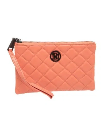 Pre-owned Badgley Mischka Leather Pouch W/ Tags In Orange