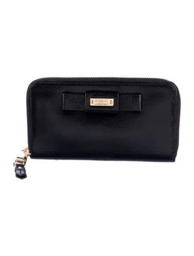 Pre-owned Badgley Mischka Leather Printed Continental Wallet In Black