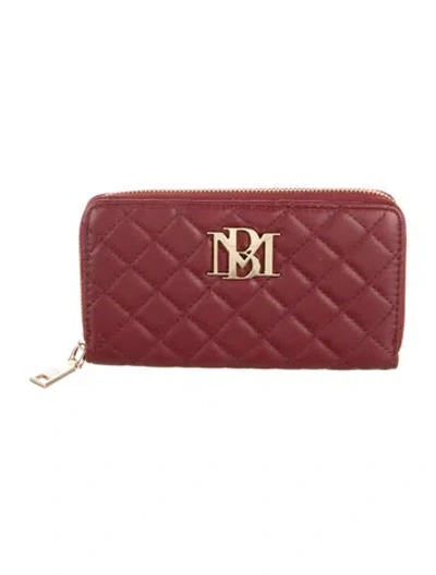 Pre-owned Badgley Mischka Leather Printed Continental Wallet In Red