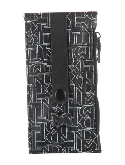 Pre-owned Badgley Mischka Leather Printed Continental Wallet W/ Tags In Black