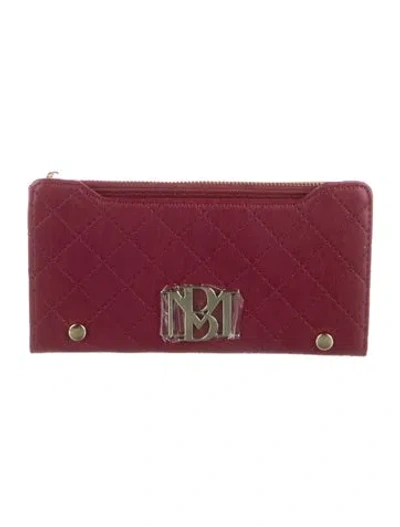 Pre-owned Badgley Mischka Leather Printed Continental Wallet W/ Tags In Burgundy